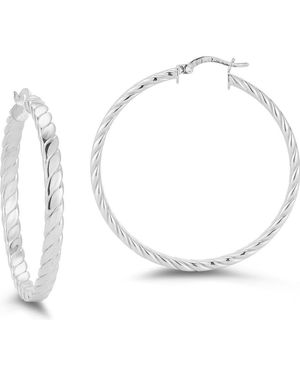 Chloe and Madison Twisted Large Hoop Earrings - White