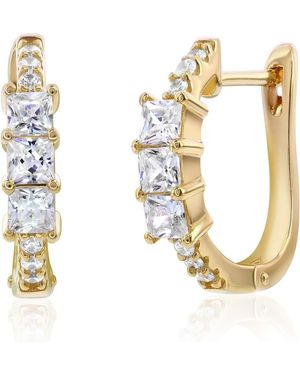 Suzy Levian Cubic Zirconia Huggie Hoop Earrings - Metallic