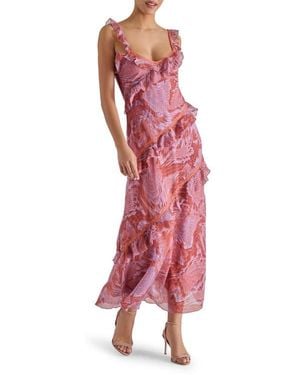 Steve Madden Versailles Sleeveless Ruffle Dress - Red