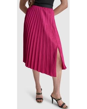 DKNY Pleated Asymmetric Midi Skirt - Pink