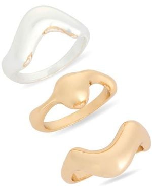 Leith 3-Pack Wavy Assorted Rings - White