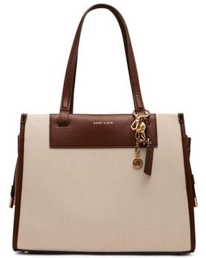 Anne Klein Canvas Tote With Removable Wrist Pouch - Natural