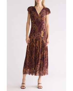 Tommy Hilfiger Paisley Mesh Maxi Dress - Brown