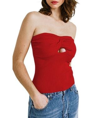FREEMARKET Keyhole Cutout Rib Tube Top - Red