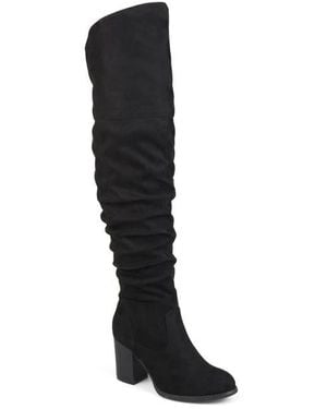 Journee Collection Kaison Wide Calf Ruched Tall Boot - Black