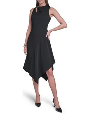 Halston Cutout Asymmetric Midi Dress - Black