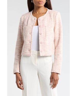 Amanda + Chelsea Button Front Tweed Jacket - Pink