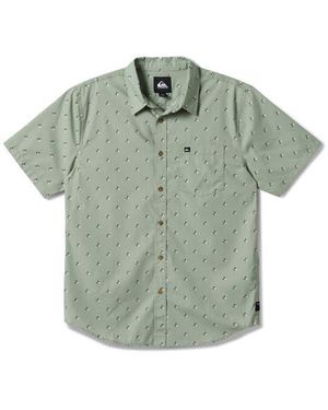Quiksilver Kapu Mini Geo Print Short Sleeve Button-Up Shirt - Green