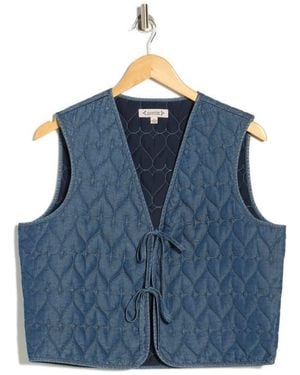 Nanette Lepore Heart Quilted Denim Vest - Blue