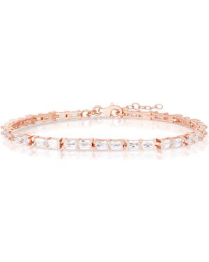Sphera Milano Baguette Cut Cubic Zirconia Tennis Bracelet - Pink