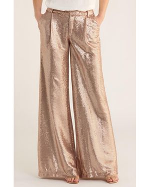 L'Agence Allanah Sequin Wide Leg Pants - Pink
