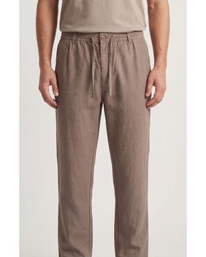 Burnside Linen & Cotton Blend Pants - Brown