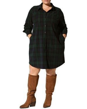 UNIVERSAL STANDARD Long Sleeve Check Flannel Shirtdress - Black