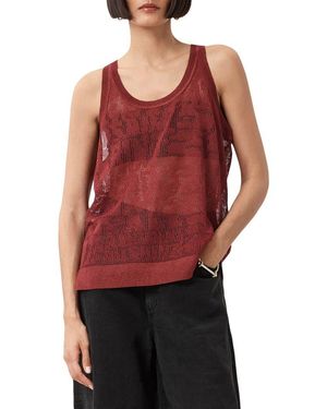 AllSaints Kaito Open Stitch Tank - Red