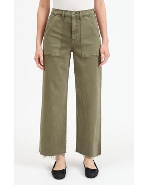 DAZE Pleaser Patch Pocket High Waist Wide Leg Jeans - Green
