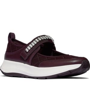 Fitflop F-Mode Flow Crystal Strap Quilted Mary Jane Sneaker - Blue