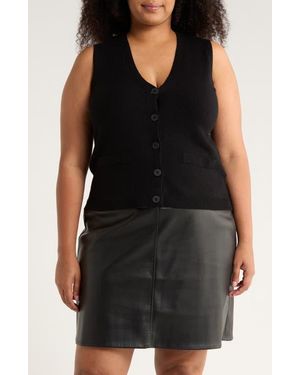 Max Studio V-Neck Sweater Vest - Black