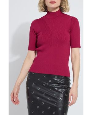 Lyssé Bernadette Mock Neck Short Sleeve Sweater - Red