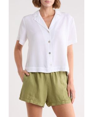 Bella Dahl Short Sleeve Flowy Button-Up Shirt - White