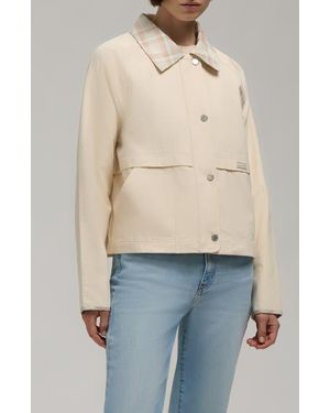 HUNTER Plaid Collar Cotton Twill Crop Field Jacket - Blue