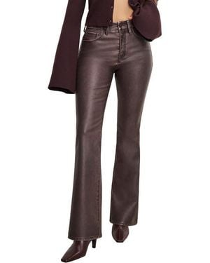 GOOD AMERICAN High Waist Faux Leather Bootcut Pants - Brown