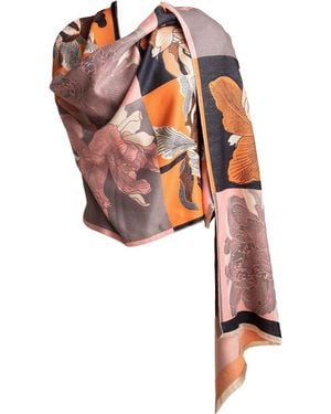 Saachi Floral Reversible Scarf - Orange