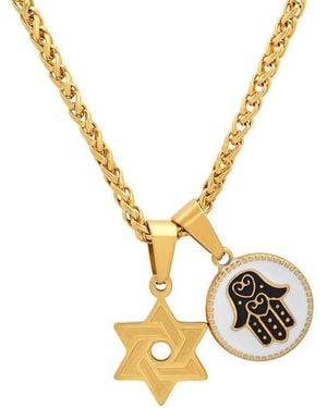 Steeltime Star Of David & Hamsa Pendant Necklace - Metallic
