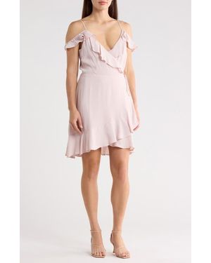 Matty M Ruffle Wrap Minidress - Natural