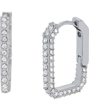 AllSaints Pavé Crystal Geometric Link Hoop Earrings - White