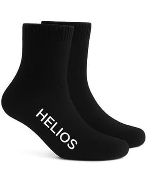 HELIOS THE HEATED COAT Thermal Retaining Wool Blend Crew Socks - Black