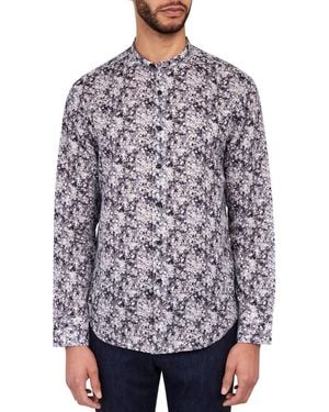 Brooklyn Brigade Poplar Cherry Blossom Mandarin Collar Shirt - Gray