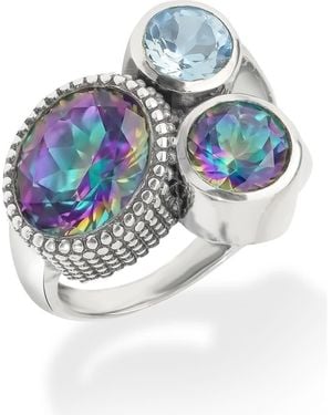 YS GEMS Quartz Cluster Plated Ring - Blue