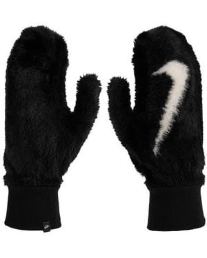 Nike Plush Embroidered Logo Mittens - Black
