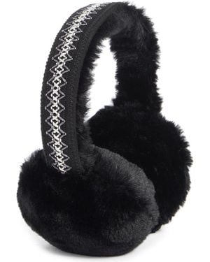 BCBGMAXAZRIA Stitched Faux Fur Earmuffs - Black