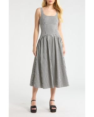 Astr Cara Gingham Dress - Gray