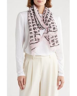 Karl Lagerfeld Logo Wrap Scarf - White