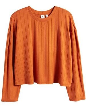 BP. Cozy Rib Oversize Pajama Top - Orange