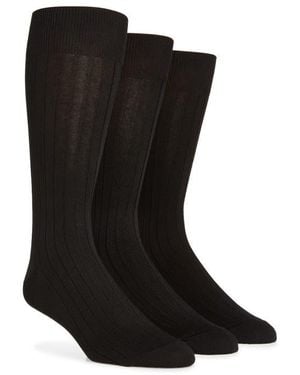 Lorenzo Uomo Assorted 3-Pack Cotton Blend Dress Socks - Black