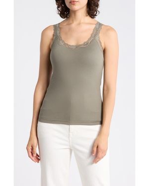 Leith Lace Trim Tank - Gray