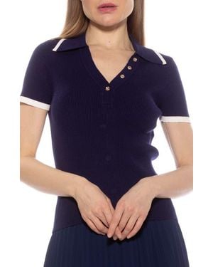 Alexia Admor Diara Knit Polo - Blue
