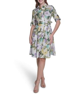 Calvin Klein Short Sleeve Shirtdress - Multicolor