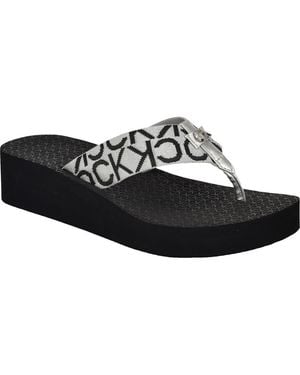 Calvin Klein Meena Wedge Flip Flop Sandal - Black