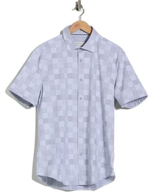 Bugatchi Short Sleeve Woven Shirt - Blue