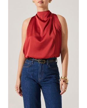 Astr Jolesia Tie Back Satin Sleeveless Top - Red