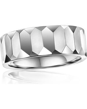 Metallo Faceted Tungsten Ring - Metallic