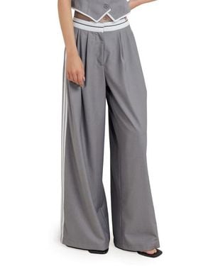 FREEMARKET Side Stripe Wide Leg Pants - Gray