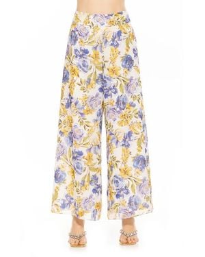 Alexia Admor Imogen Floral Chiffon Wide Leg Pants - White