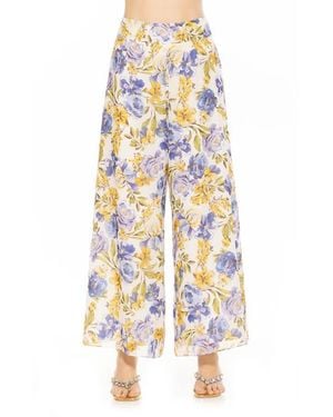 Alexia Admor Imogen Floral Chiffon Wide Leg Pants - White