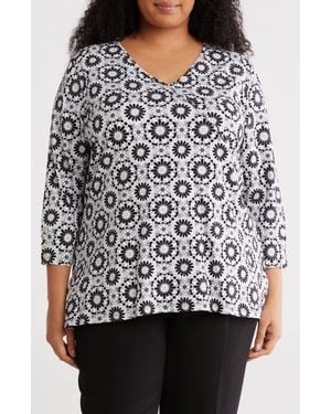 Ruby Rd. Surplice V-Neck Stretch Cotton Top - Black