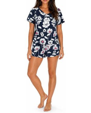 LOFT V-Neck Tee & Shorts Pajama Set - Blue